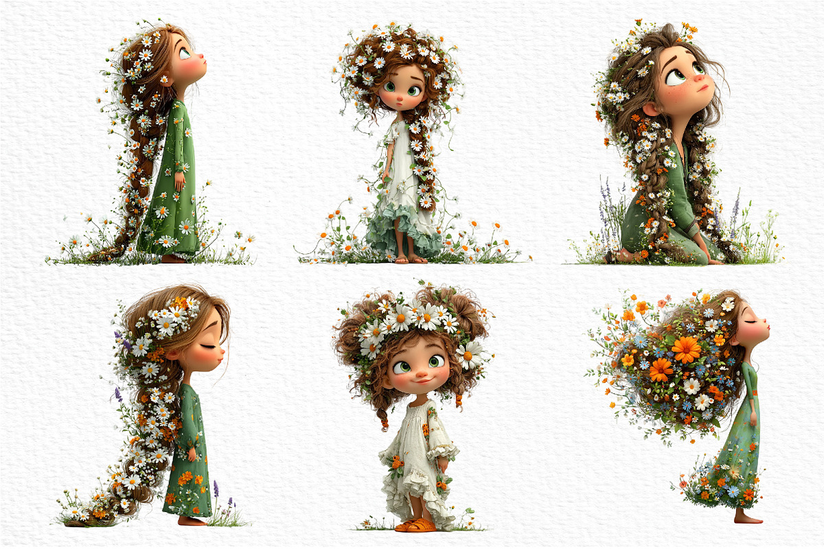 Whimsical Wildflower Hair Girl, a Seasonal Illustration by Craft Nest (Photo 5 of 6)