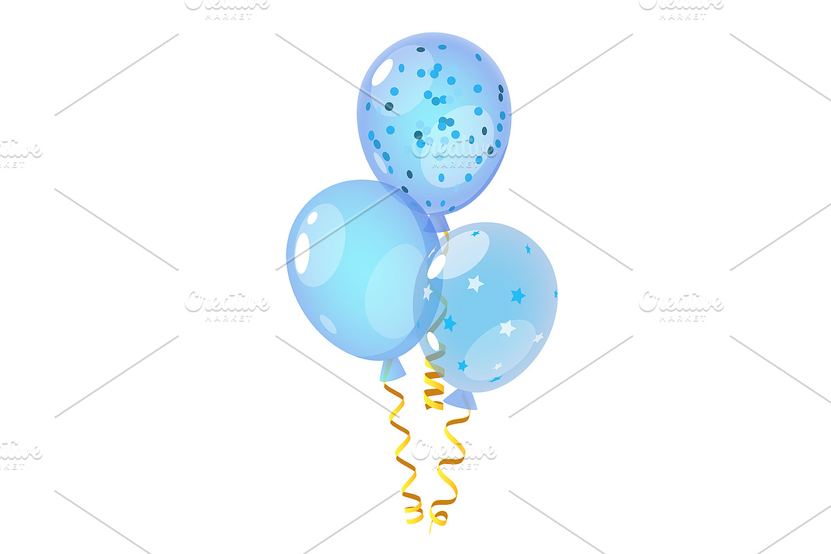 Helium balloon in blue colors, a Decorative Illustration by Elen_Art