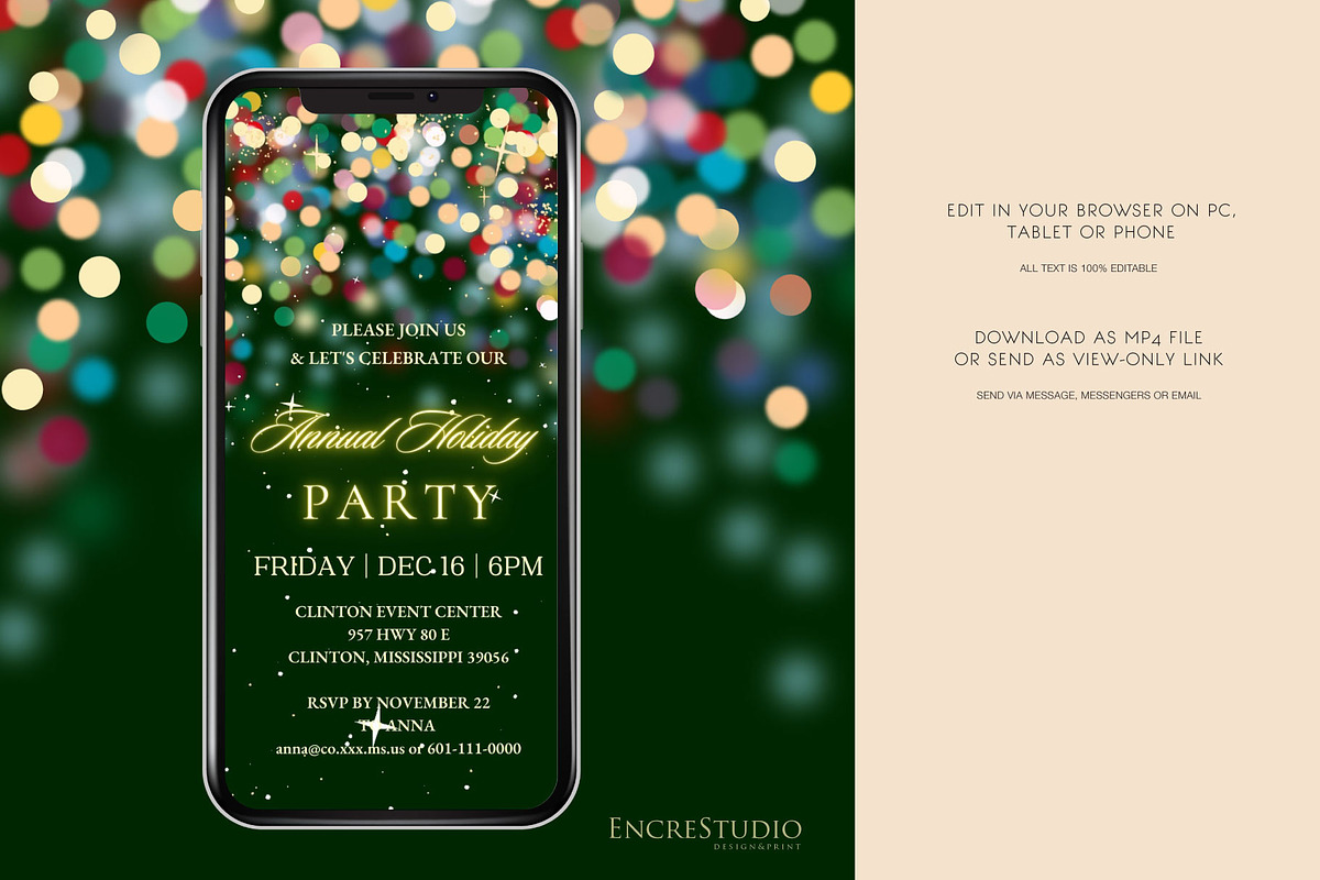 Annual Holiday Party Invitation, an Invitation Template by Encre Studio (Photo 2 of 4)
