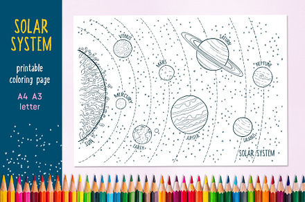 Solar System printable coloring page