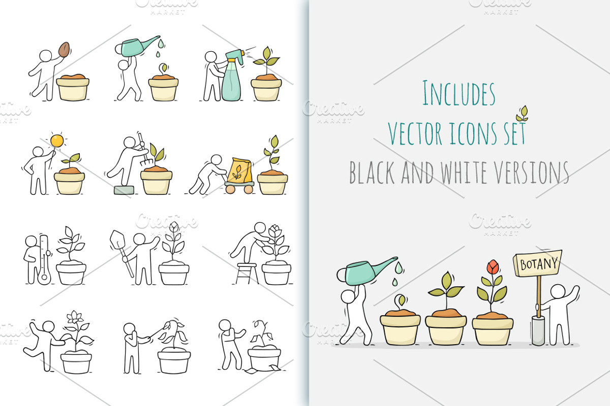 Cartoon icons - People grow a plant, an Icon by Sapunkele (Photo 2 of 3)