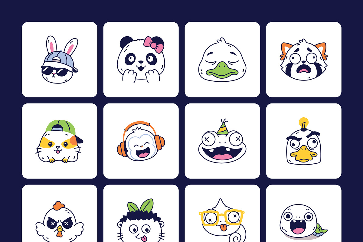 95 Cute Animal Hand-drawn Doodles, an Emoji Icon by Brickclay (Photo 11 of 11)