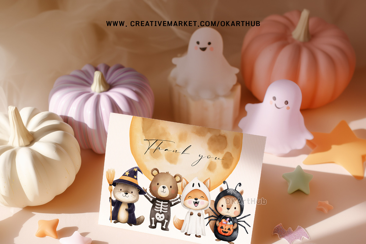 Halloween Woodland Animals Clipart, a Seasonal Illustration by OKArtHub (Photo 5 of 6)