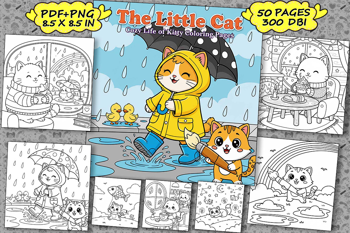 The Little Cat Coloring Book pages, an Illustration by one-touch (Photo 1 of 4)
