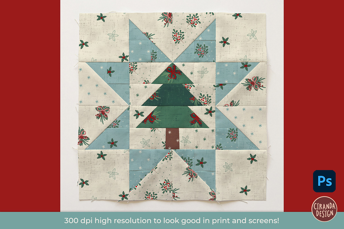 Christmas Tree Quilt Block Mockup, a Household Mockup by Ciranda Design (Photo 5 of 10)