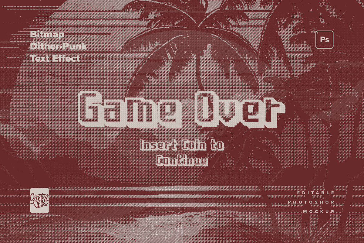 Bitmap Dither Text Effect Set, a Layer Style Add-On by Creative Veila