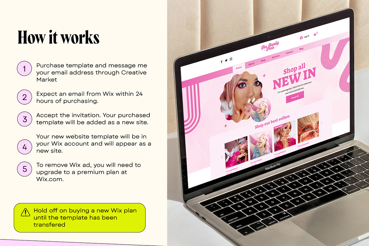 Wix Pink Website Template, a Wix Template by Template Twist Shop (Photo 4 of 10)