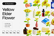 Yellow Elder Flower 3D Icon Set, a Plants & Tree 3D Model by Eklip Studio (Thumbnail 1 of 2)