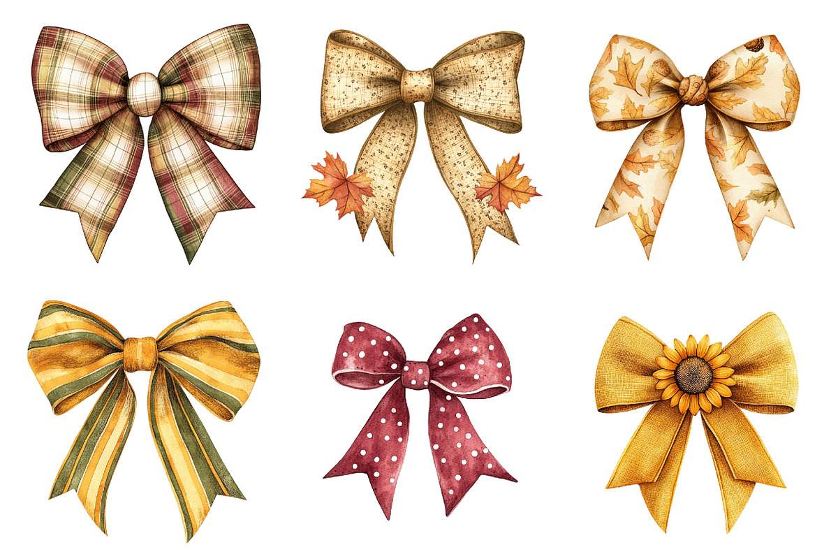 Preppy Fall Bow Clipart PNG, a Seasonal Illustration by designcity5 (Photo 5 of 5)