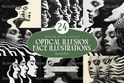 24 Black Optical Illusion Faces, a Person Illustration by Incomelion (Thumbnail 1 of 6)