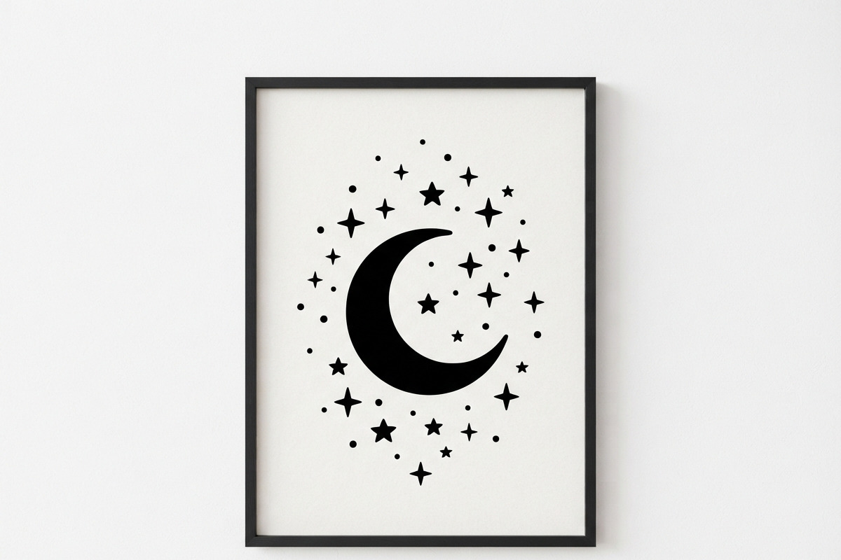 50 Crescent Moon with Stars, an Empty State Illustration by Amazin_art (Photo 16 of 47)