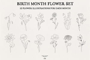 Birth Month Flower Set