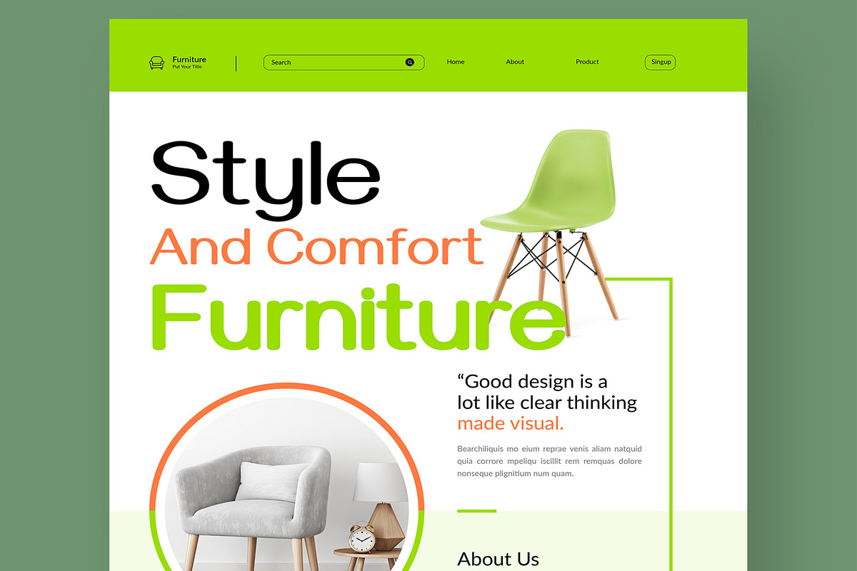 Interior Furniture Landing Page, an UI Kit Template by CreativeShaper (Photo 2 of 6)