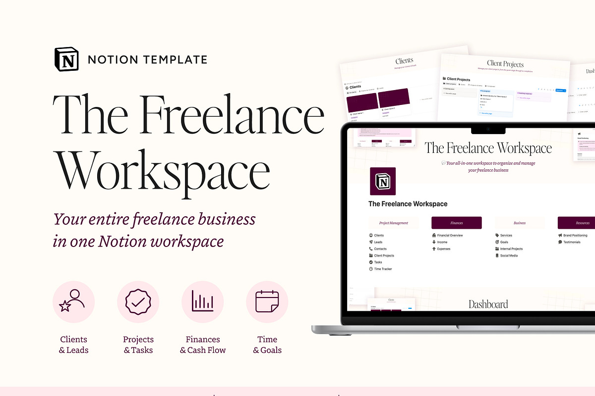 Freelance Business Notion Template, an App Template by MargauxQuercy (Photo 1 of 9)