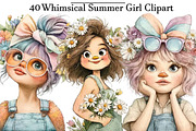 Whimsical Summer Girl Clipart, an Illustration by DreamArtGraphic (Thumbnail 1 of 4)