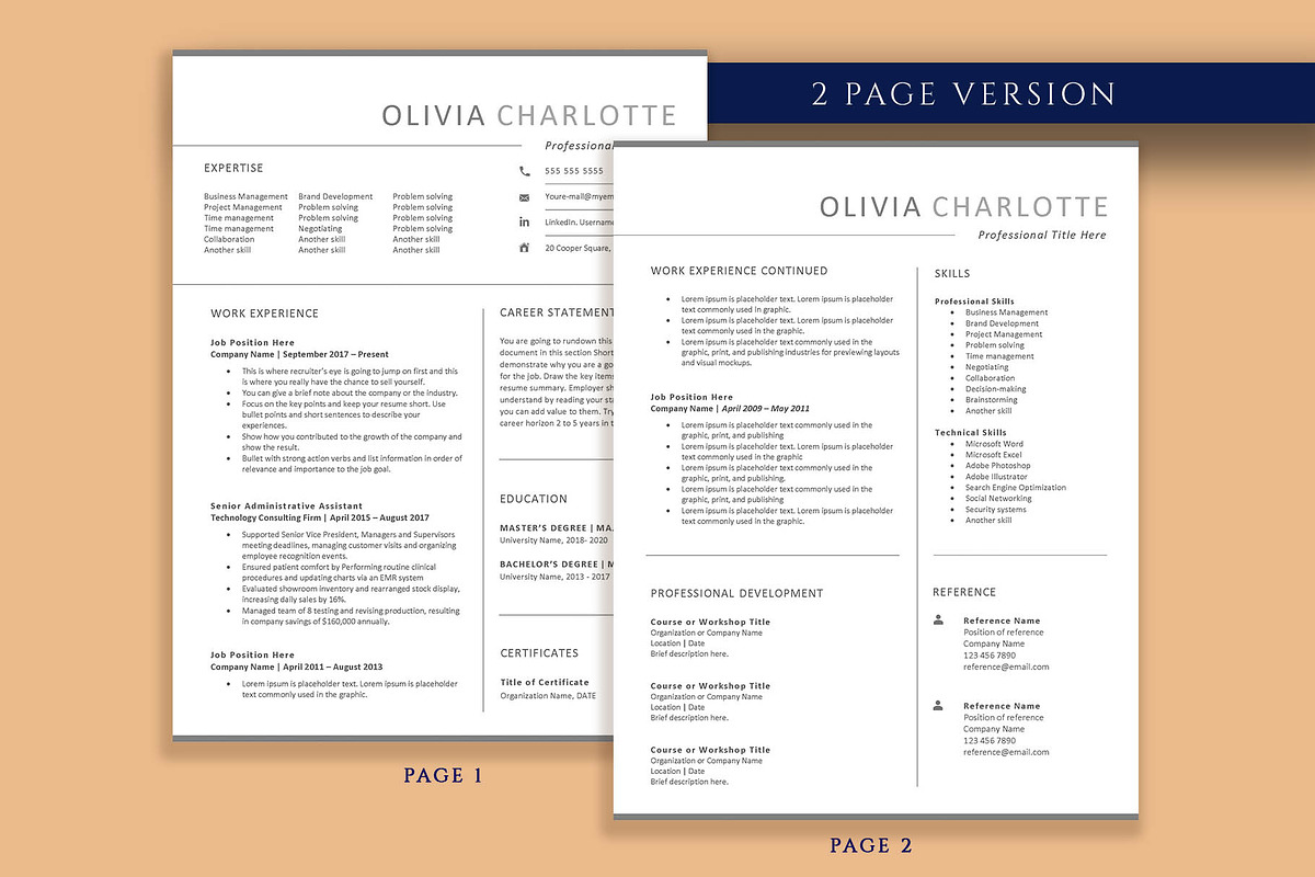 Professional Resume Template Word, a Resume Template by VictoriousVita (Photo 3 of 8)