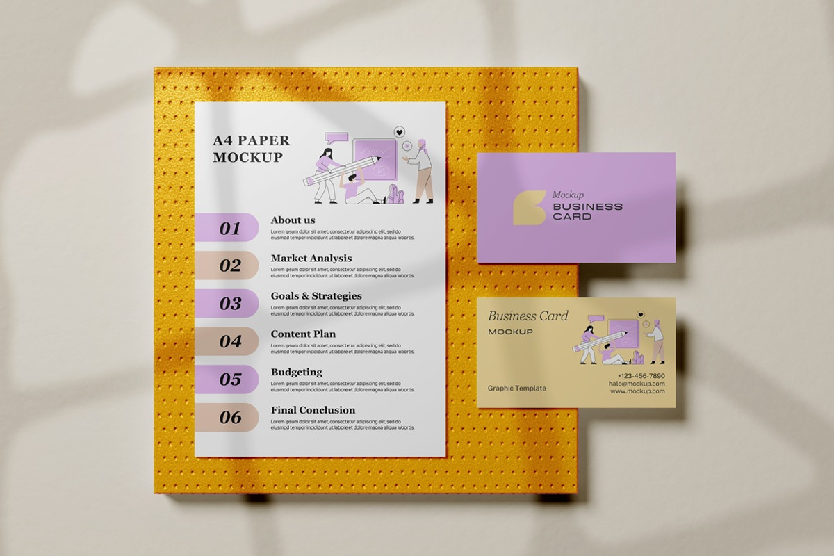 Business Card and A4 Paper Mockup, a Books & Magazine Mockup by Pexelyou (Photo 4 of 7)