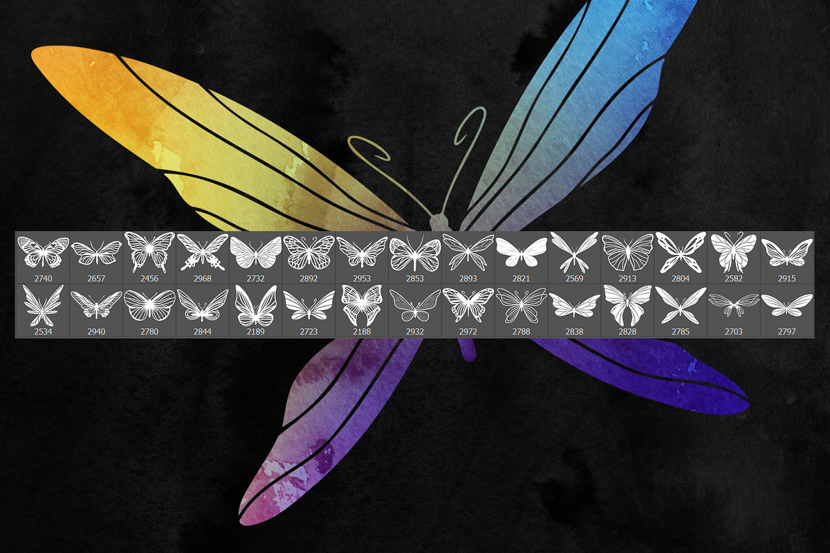 30 Butterfly Photoshop Brushes, PNG, a Brush Add-On by ArtistMef (Photo 2 of 4)