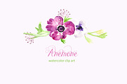 Anemone watercolor clip art, an Illustration by LABFcreations (Thumbnail 2 of 2)