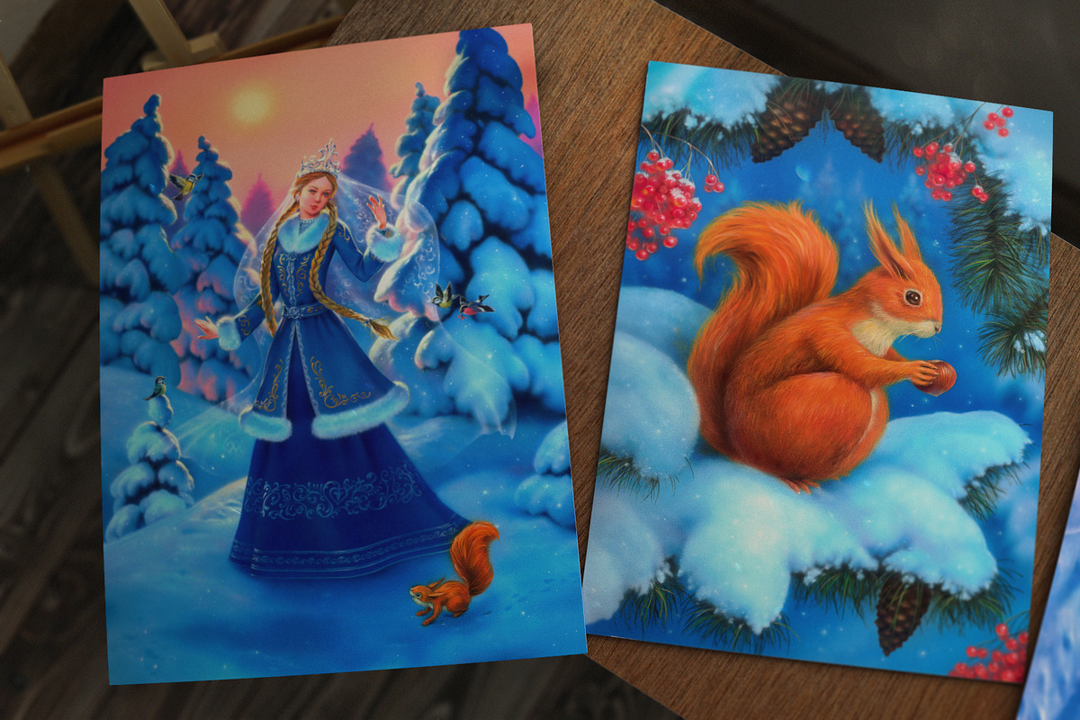 Winter Holidays Greeting Art Set, an Illustration by Eldar Zakirov's (Photo 3 of 12)