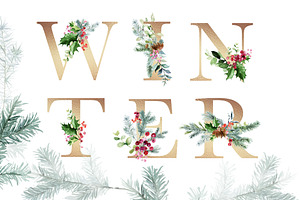 Winter Greenery Watercolor Graphics