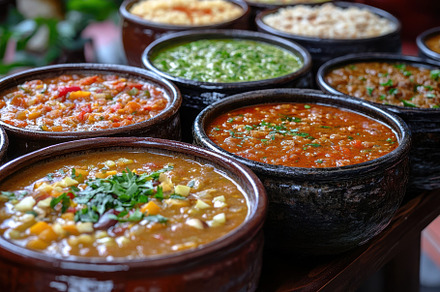Delicious stews in rustic bowls a vi, a Background Photo by Pixeness