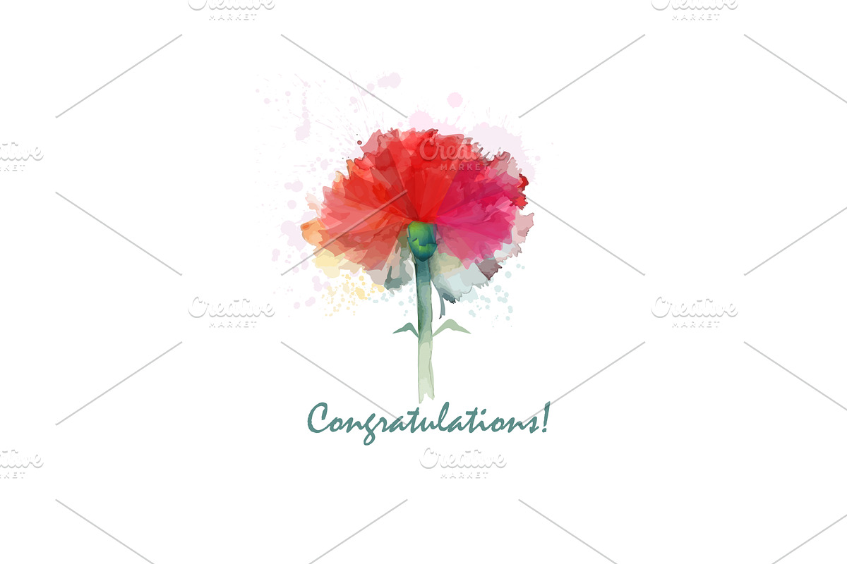 One carnation flower greeting card, an Object Illustration by Nenahliadava Design
