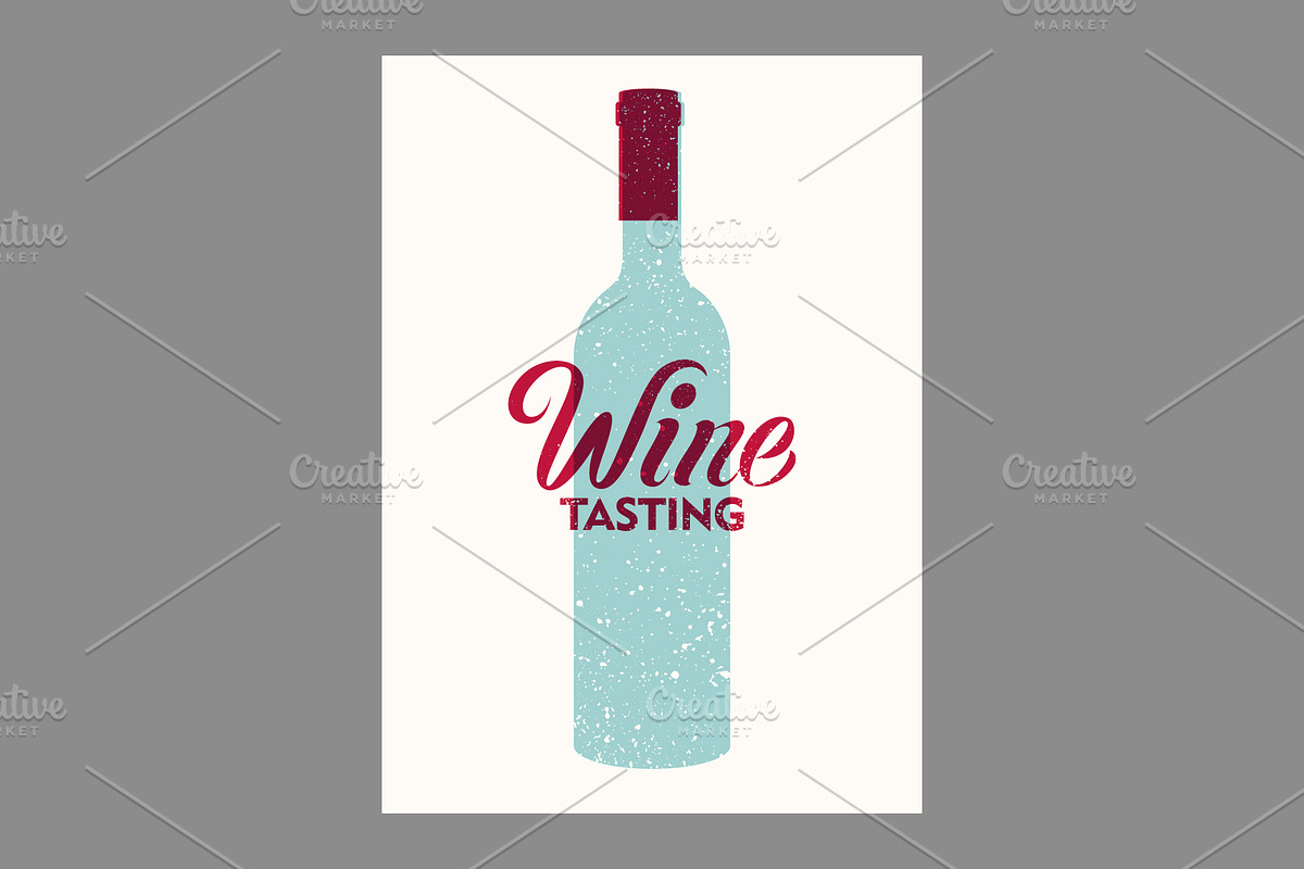 Wine grunge vector poster set., a Food Illustration by PoPaShop (Photo 11 of 11)