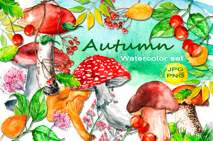 Watercolor set Autumn