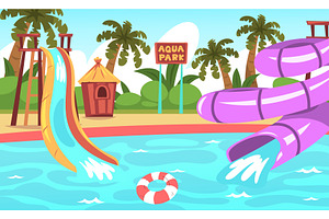 Empty aquapark. Water park kid pool, a Sport Illustration by Stock-Smart-Start