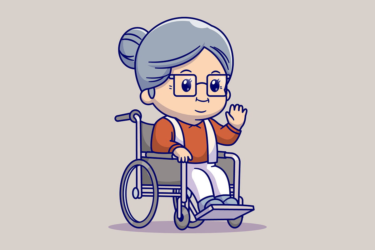 Cute Grandma Sitting On Wheelchair, a Person Illustration by Catalyst Labs (Photo 2 of 3)
