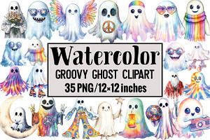 Groovy Ghost Clipart, an Illustration by Design Market