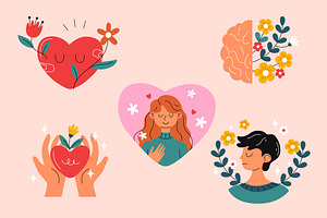 Pink Mental Health Illustration, a Healthcare Illustration by graphicook