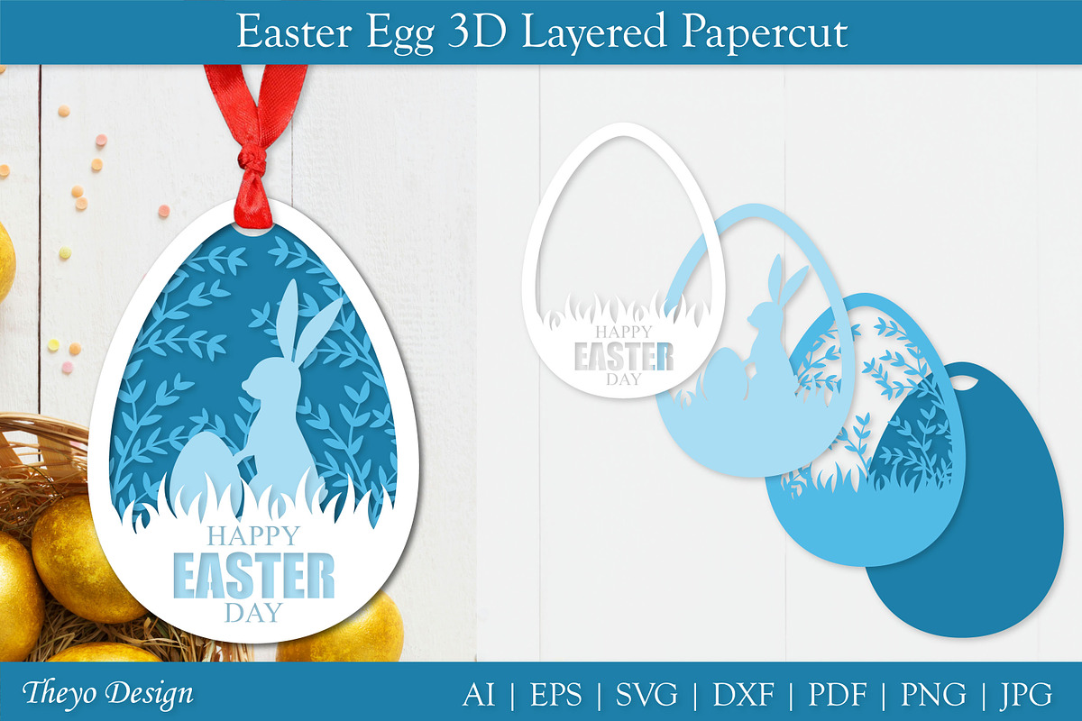 10 Easter Bunny Layered Papercut SVG, an Illustration by Theyo Design