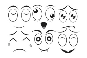 Basic Cartoon Funny Face Set 1