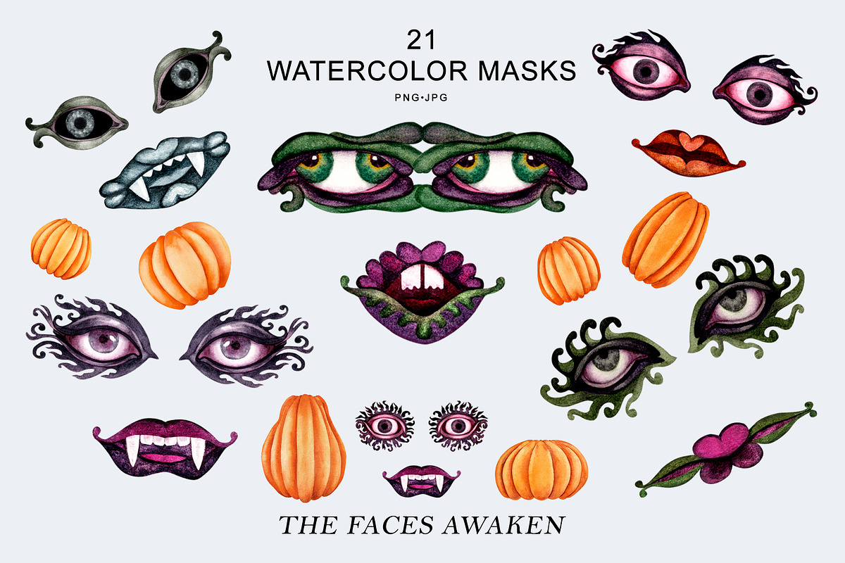 Halloween Pumpkin Faces Creator, a Seasonal Illustration by EL_SUHOVA (Photo 7 of 11)