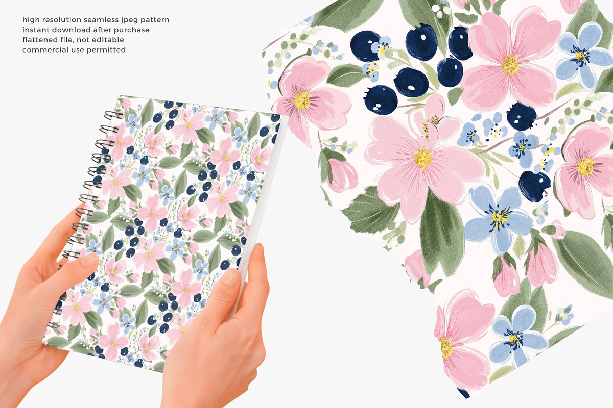 Floral berry seamless pattern