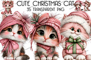 Cute Christmas Cat Clipart, an Illustration by DreamArtGraphic (Thumbnail 1 of 5)