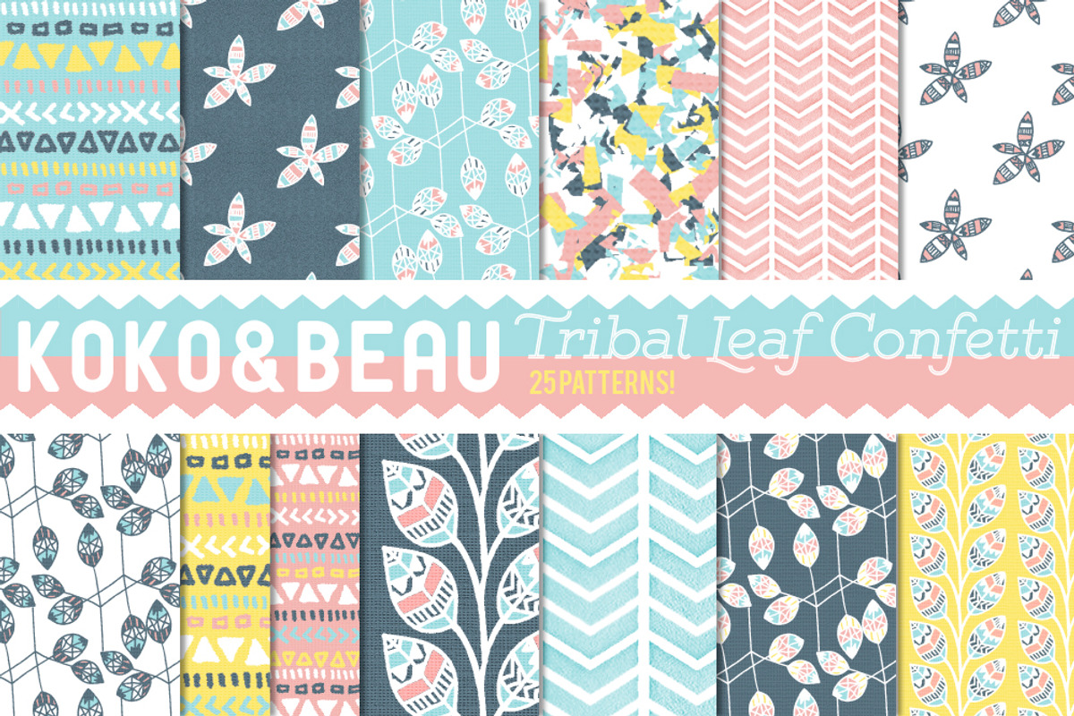 25 Tribal Leaf Confetti Patterns preview 2