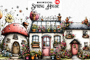 Whimsical Spring House Clipart, an Illustration by Watercolor design (Thumbnail 1 of 6)