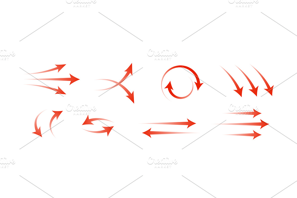 Red air flow with arrow set, an Object Illustration by art PVP - market