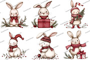 Whimsical Christmas Rabbit Clipart, an Illustration by DreamArtGraphic (Thumbnail 4 of 5)