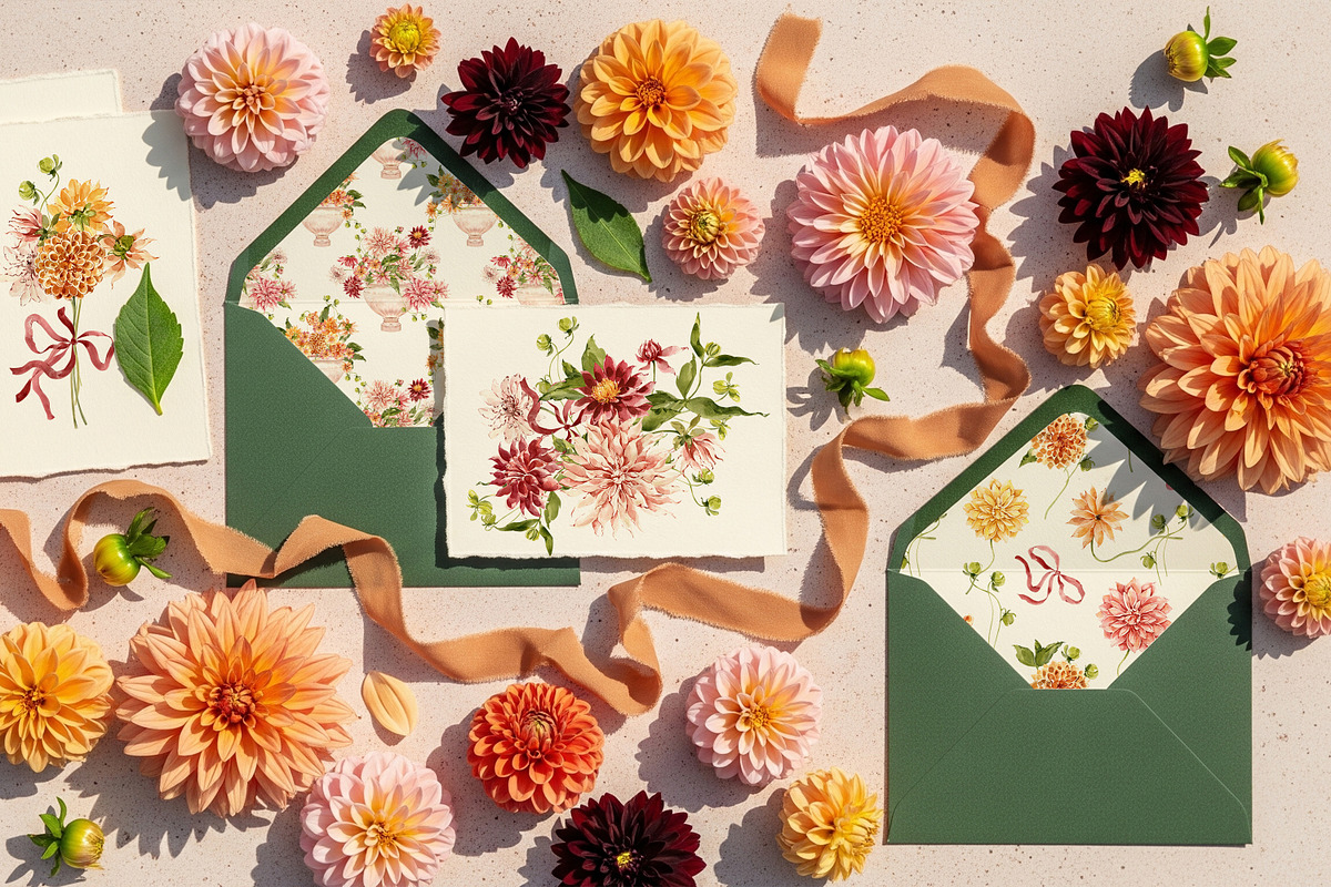 Dahlia Watercolor Collection, a Decorative Illustration by ArtMaslyana (Photo 6 of 15)