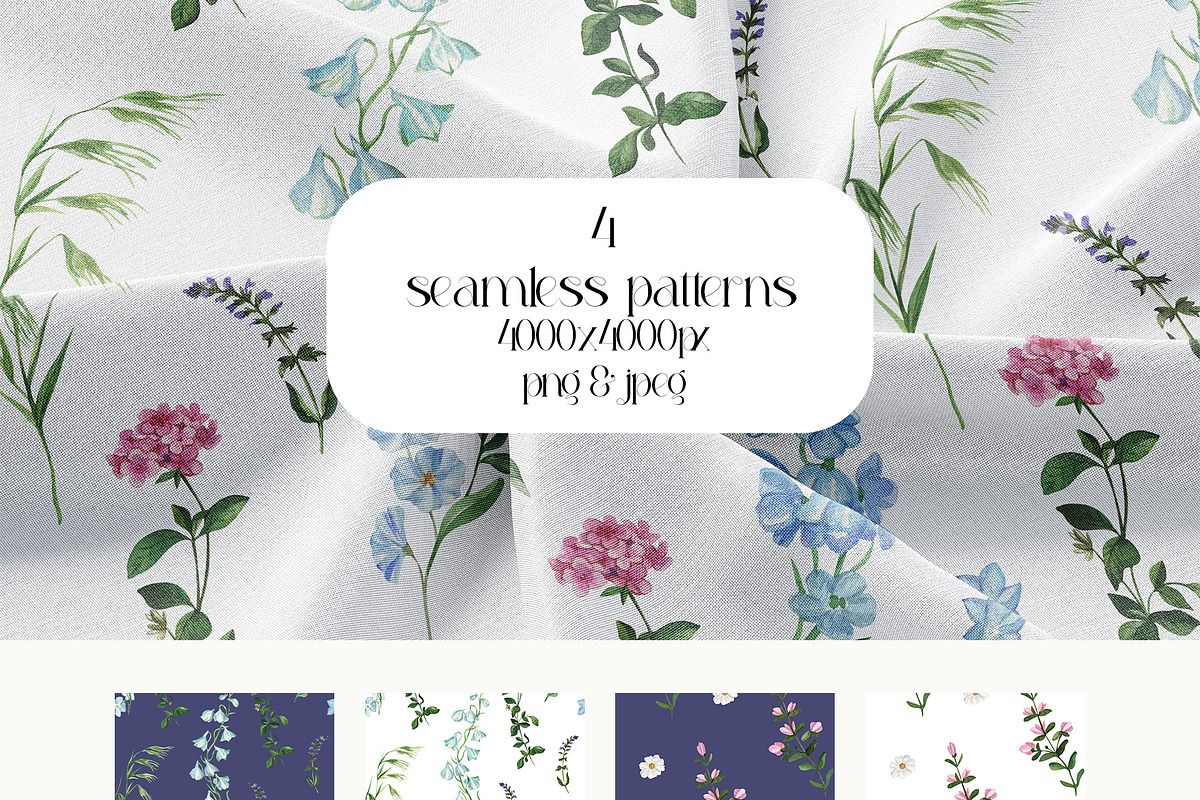 Dusk Blue Watercolor Florals, a Decorative Illustration by Catch the Dream Art (Photo 9 of 12)