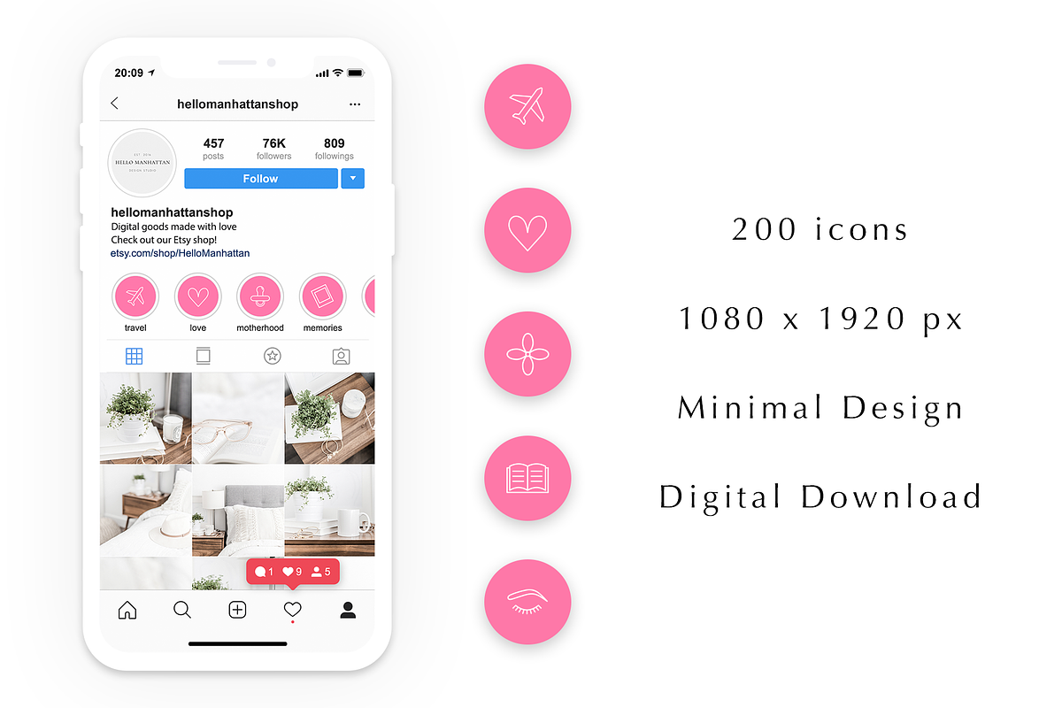 200 Instagram Story Highlight Covers, a Social Media Template by Blog&Glow (Photo 4 of 4)