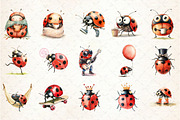 Quirky Funny Ladybug Clipart, an Illustration by Libby Wishes (Thumbnail 3 of 6)