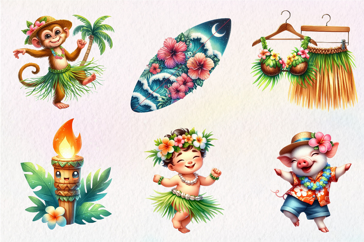 Cute Tropical Hula Dance Hawaiian, an Illustration by CreationArt (Photo 8 of 9)