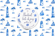 Nautical Toile de Jouy Seamless Patt, a Pattern Graphic by AnaGuziiArt (Thumbnail 5 of 9)