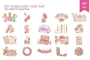 Watercolor Nail Art Clipart, a Decorative Illustration by BerryPieArt (Thumbnail 2 of 4)