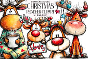 Funny Christmas Reindeer Clipart, an Illustration by Daily.Designs (Thumbnail 1 of 5)